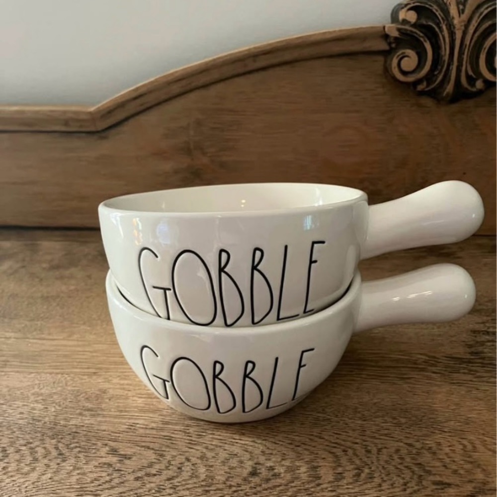 Rae Dunn Fall Thanksgiving Bowls with Handles Gobble